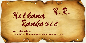 Milkana Ranković vizit kartica